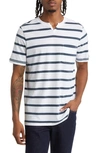 Good Man Brand Stripe Victory V-notch Premium Jersey T-shirt In White/ India Ink/ Porcelain