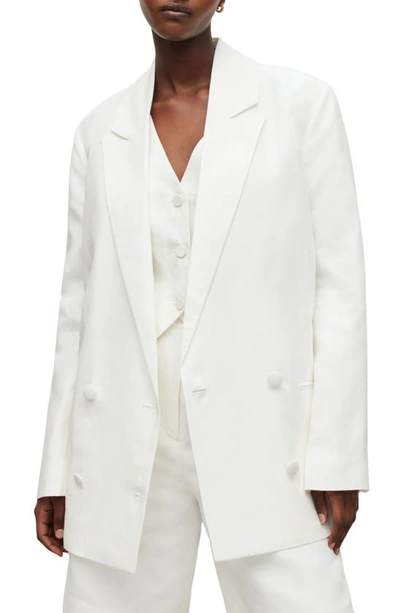 Allsaints Petra Double Breasted Blazer In Off White