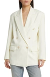 Topshop 90s Double Breasted 6 Button Blazer In Cream - Part Of A Set-white In Cream