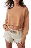 Free People Easy Street Crop Pullover In Camel