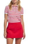 English Factory Stripe Polo Shirt In Red