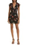 Ulla Johnson Zina Dyed Silk Ruffle Mini Dress In Nocturne