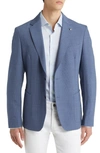 Hugo Boss Slim-fit Jacket In Micro-patterned Virgin Wool In Light Blue