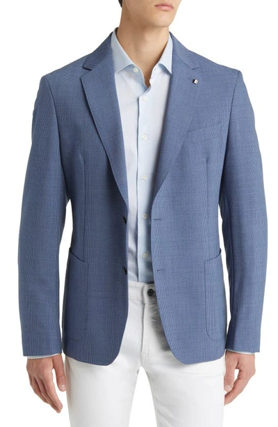 Hugo Boss Slim-fit Jacket In Micro-patterned Virgin Wool In Light Blue