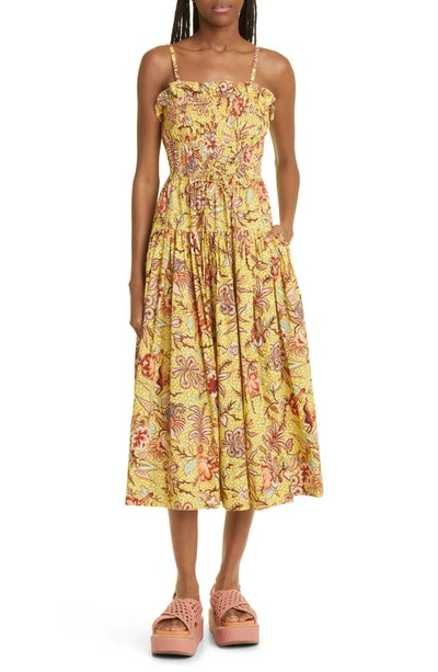 Ulla Johnson Women's Lisbet Printed Cotton Midi-dress In Yellow