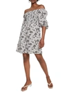 BAR III WOMENS FLORAL PRINT SMOCKED FIT & FLARE DRESS