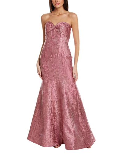 Rene Ruiz Strapless Fit-and-flair Brocade Gown In Pink