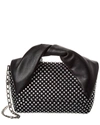 Jw Anderson J. W.anderson Leather Nano Twister Mini Bag Embellished With Rhinestones In Black