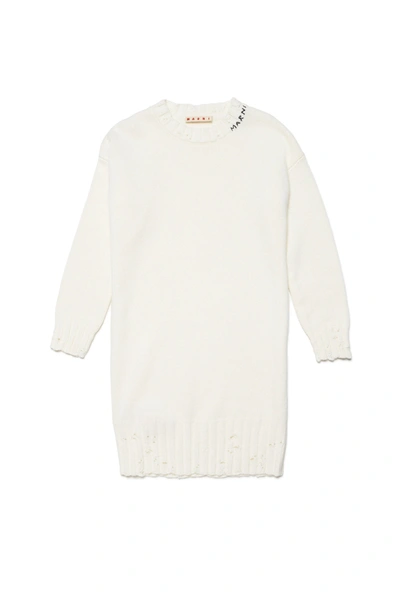 Marni Kids' Intarsia-logo Knitted Dress In White