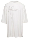 Rick Owens Tommy T White Oversize T-shirt With Pentagram Embroidery At The Front In Cotton Man In White