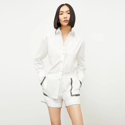 M.m.lafleur The Adina Short - Poplin Embroidery In White