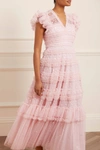 Needle & Thread Needle And Thread Womens Dusk Pink Vivian Ruffled Recycled-polyester Gown In Pink