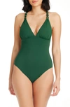 BLEU BY ROD BEATTIE RING MASTER LOW BACK ONE-PIECE SWIMSUIT