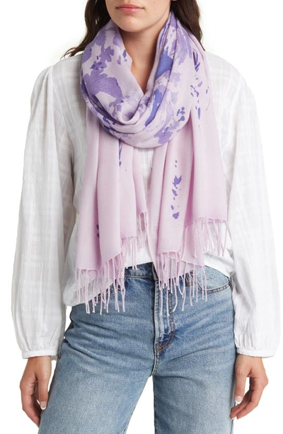 Nordstrom Tissue Print Wool & Cashmere Wrap Scarf In Purple Melted Floral