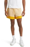 Diet Starts Monday French Terry Drawstring Row Shorts In Tan/ Yellow