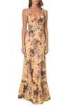 DRESS THE POPULATION SUNNY FLORAL EMBROIDERED GOWN