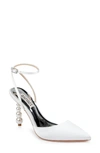 Badgley Mischka Indie Ankle Strap Pointed Toe Pump In Soft White