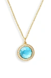 Ippolita Small Pendant Necklace In 18k Gold With Diamonds In Swiss Blue Topaz