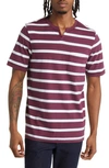 Good Man Brand Stripe Victory V-notch Premium Jersey T-shirt In Fig/ White/ Porcelain