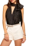 Ramy Brook Claudia Tie Neck Sleeveless Blouse In Black Petal Organza