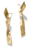 John Hardy 18k Yellow Gold Bamboo Linear Drop Earrings In Gold