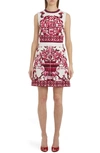 Dolce & Gabbana Majolica-print Brocade Mini Dress In Tris_maioliche_fuxia