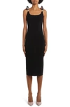 Versace Knit Midi Dress With Polka Dot Silk Twill Inserts In 1b000 Black