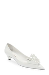 Prada Bunny Flora Pointed Toe Pump In White