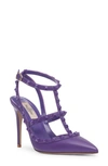 VALENTINO GARAVANI ROCKSTUD PATENT T-STRAP POINTED TOE PUMP