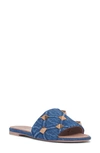 Valentino Roman Stud Denim Slide Sandals In Denim
