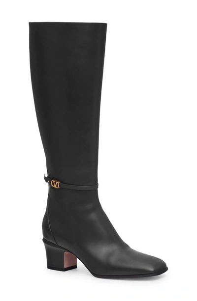Valentino Garavani Tan-go Knee High Boot In Black