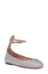 VALENTINO GARAVANI TAN-GO CRYSTAL EMBELLISHED ANKLE STRAP BALLET FLAT