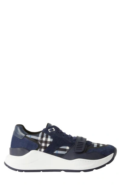 Burberry Men's Ramsey Check Low-top Sneakers In Blue_check