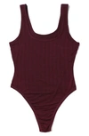 Hanky Panky Mellowluxe™ Square Neck Bodysuit In Dried Cherry