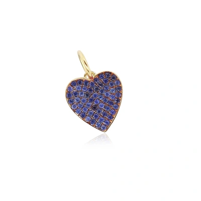 The Lovery Blue Sapphire Heart Charm In Silver
