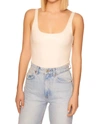 Susana Monaco Faux-leather Low-back Tank Bodysuit In Beige
