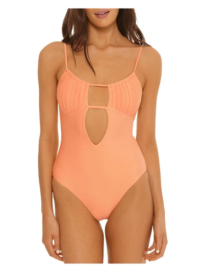Isabella Rose Sunray Maillot Womens Cut-out Open Back One-piece Swimsuit In Pink