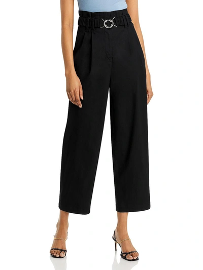 Derek Lam 10 Crosby Atto Cropped Linen-blend Tapered Pants In Black