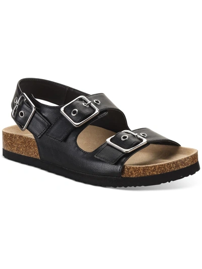 Sun + Stone Sadie Womens Faux Leather Open Toe Ankle Strap In Black