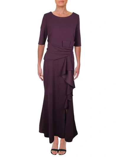 Betsy & Adam Womens Ruched Maxi Evening Dress In Purple