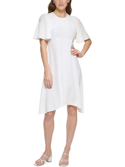 Calvin Klein Womens Textured A-line Midi Dress In White