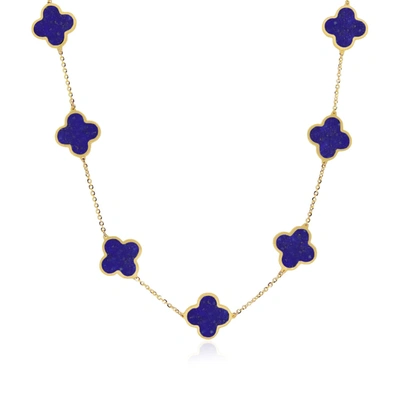 The Lovery Large Lapis Clover Necklace In Blue