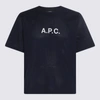 APC A.P.C. NAVY BLUE AND WHITE COTTON T-SHIRT