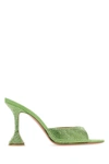Amina Muaddi Caroline 95 Crystal-embellished Leather Mules In Greenperidot