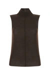 Amiri Distressed Cashmere Turtleneck Tank In Brown