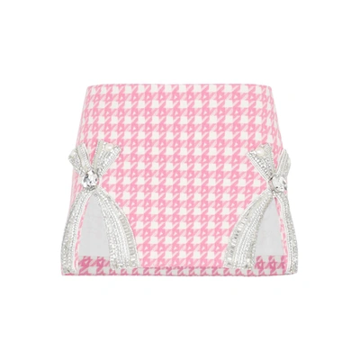 Area Deco Bow Slit Mini Skirt In Pink &amp; Purple