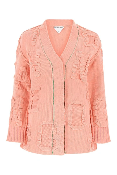 Bottega Veneta Chenille Knit Cardigan For Women In Pink