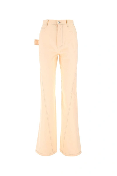Bottega Veneta Peach Cotton Wide Leg Pant In Neutral
