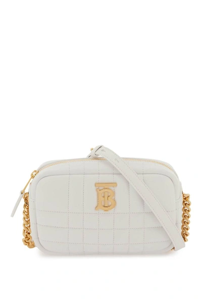 Burberry Quilted Leather Mini 'lola' Camera Bag In White
