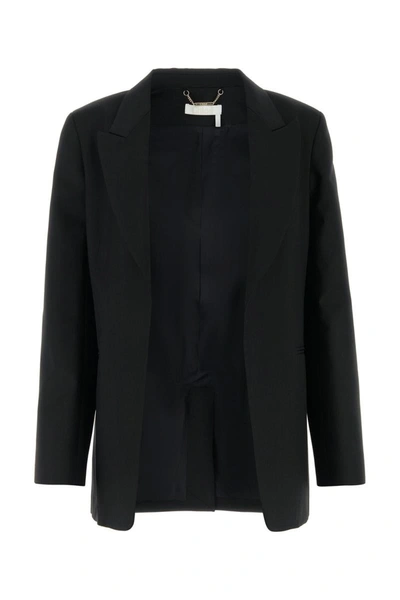 Chloé Open-front Ramie Blazer In Black